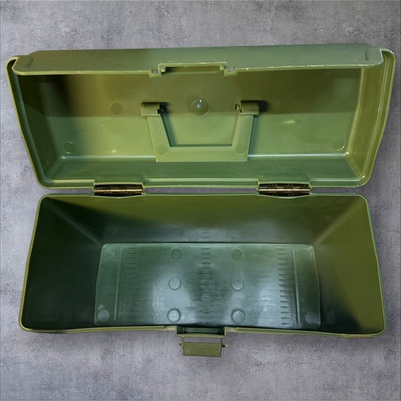 Vintage 1970's Sterling Plastics File‎ Storage Box in Army Green File Folders - Picture 10 of 11